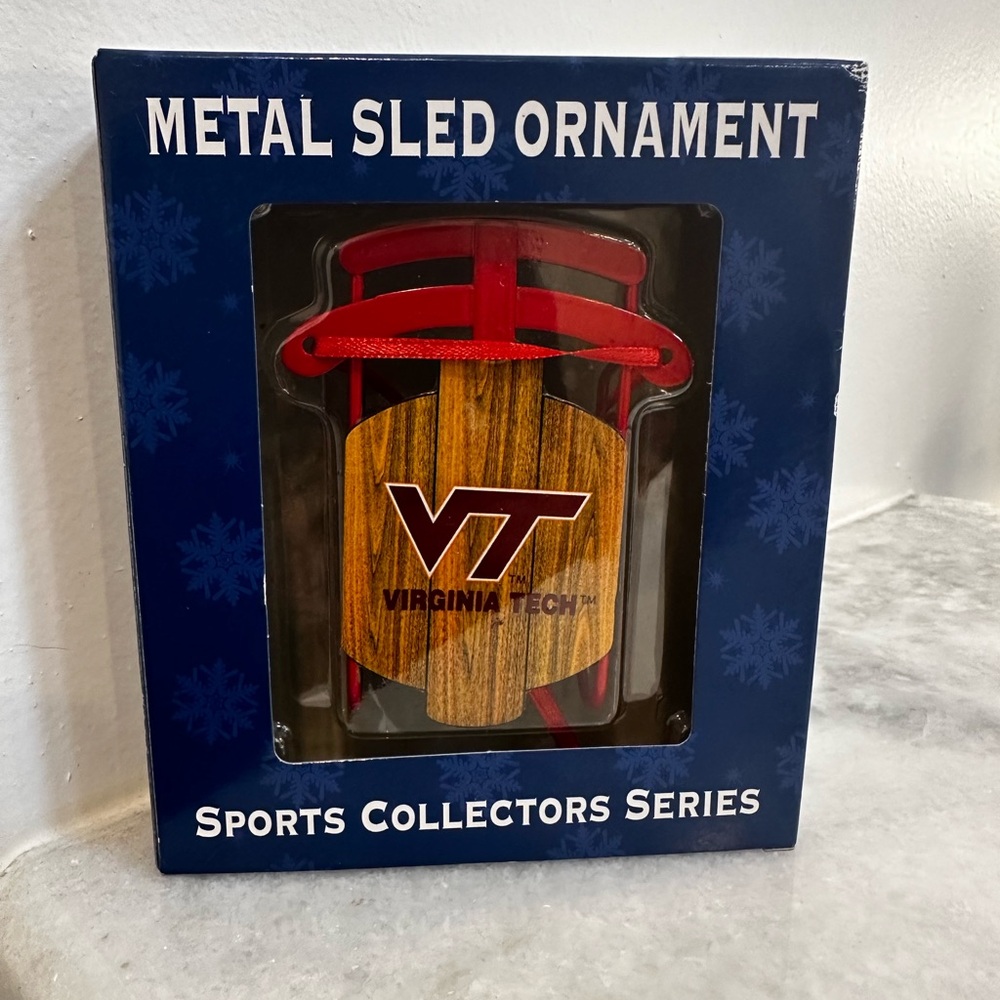 Virginia Tech Metal Sled Ornament